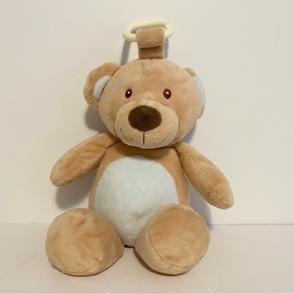 Kelly Toy Baby Bear Plush Brown Blue Rattle Stuffed Animal Lovey Car Clip